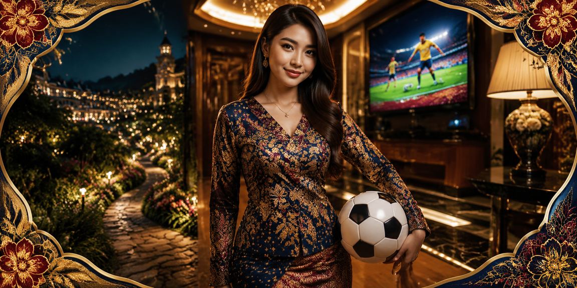 Pertaruhan bola sepak Malaysia dengan motif batik dalam suasana meriah